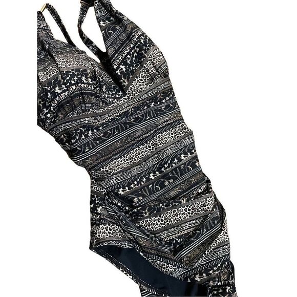 Nip Tuck Swim Savannah Stripe Dulcie Grecian Design Tummy Control One Piece Swim - Picture 4 of 11